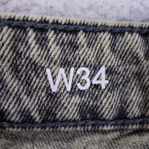 Denim Co Jean Shorts Denim Cotton Mens SZ 34 Blue Yellow VTG 90s Button Fly Y2K - Picture 10 of 12